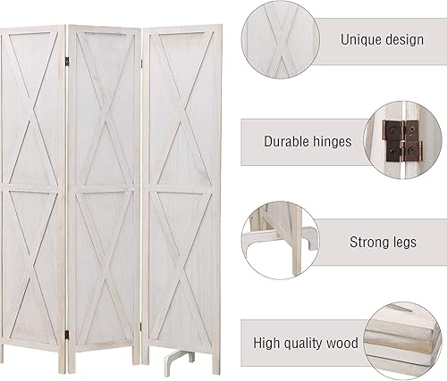 Miniatura 3 de ECOMEX Divisor de habitación de 4 paneles de 56 pies de madera y pantallas plegables de privacidad para el hogar oficina restaurante dormitorio