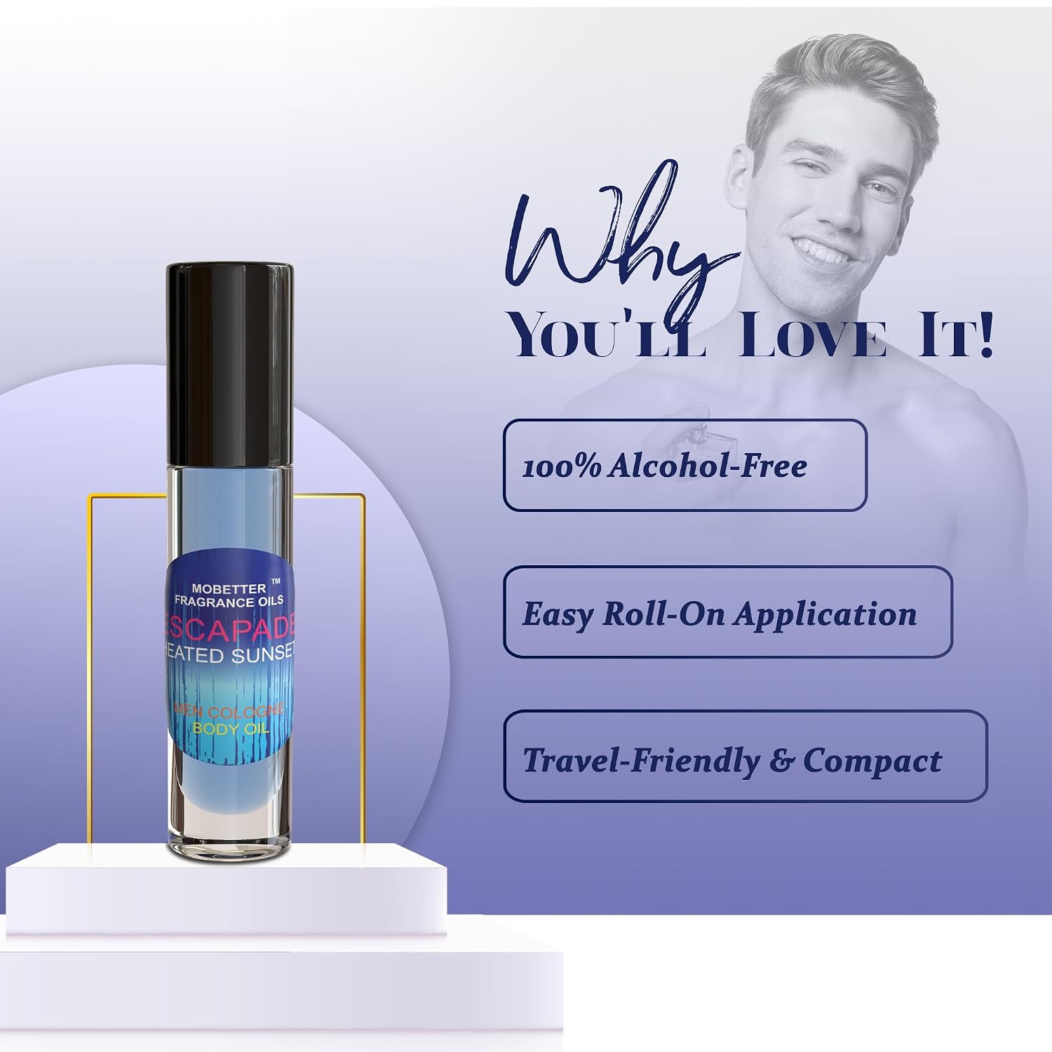 MOBETTER FRAGRANCE OILS Escapade Heated Sunset Men Cologne Body Oil 10ML Roller Ball