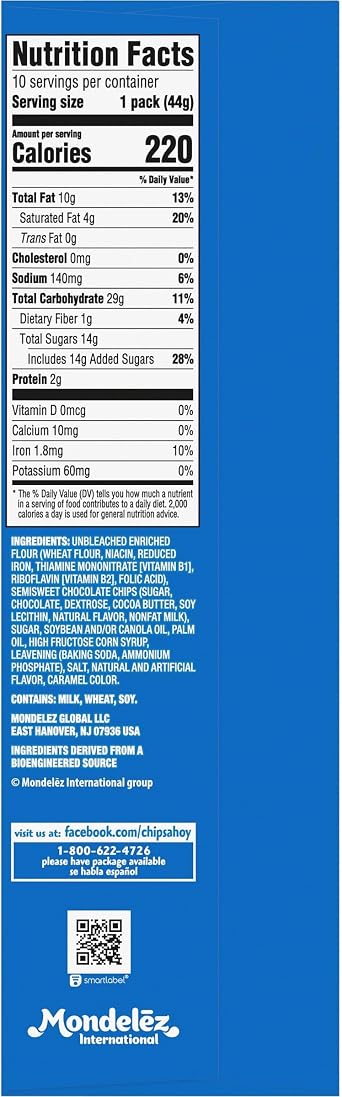 Chips Ahoy Original Chocolate Chip Cookies 1.55oz (44g) - Pack of 10