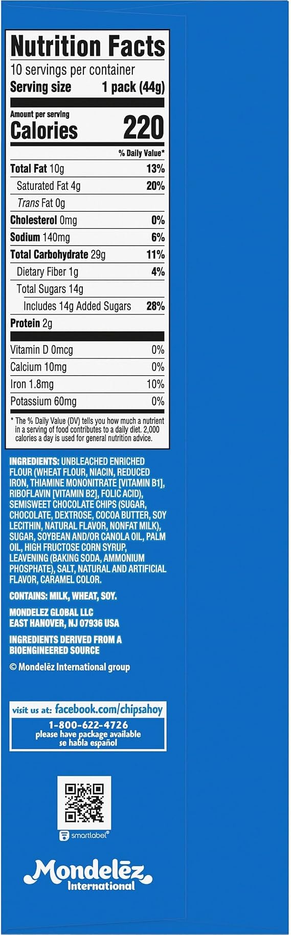 Chips Ahoy Original Chocolate Chip Cookies 1.55oz (44g) - Pack of 10