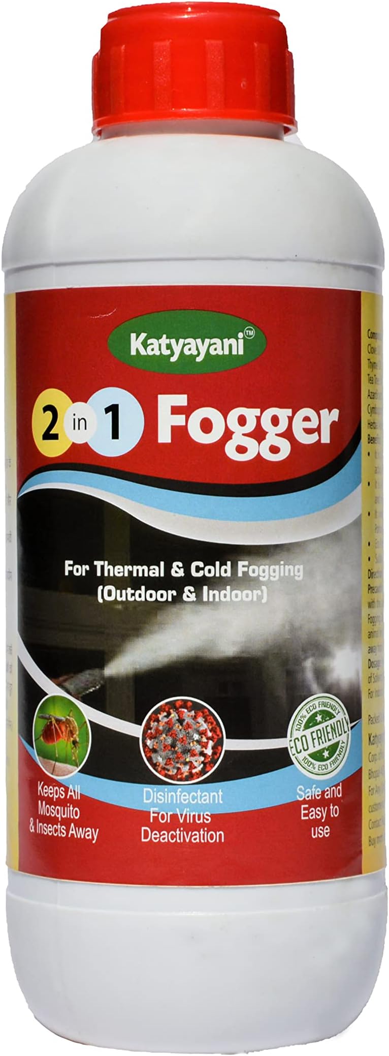 Katyayani 2 In 1 Organic Fogger Solution | 1L | For Outdoor & Indoor Fogging Effective For Mosquito & Other Pest Control Liquid Concentrate With Lemongrass Fragrance | 1000ml x 1