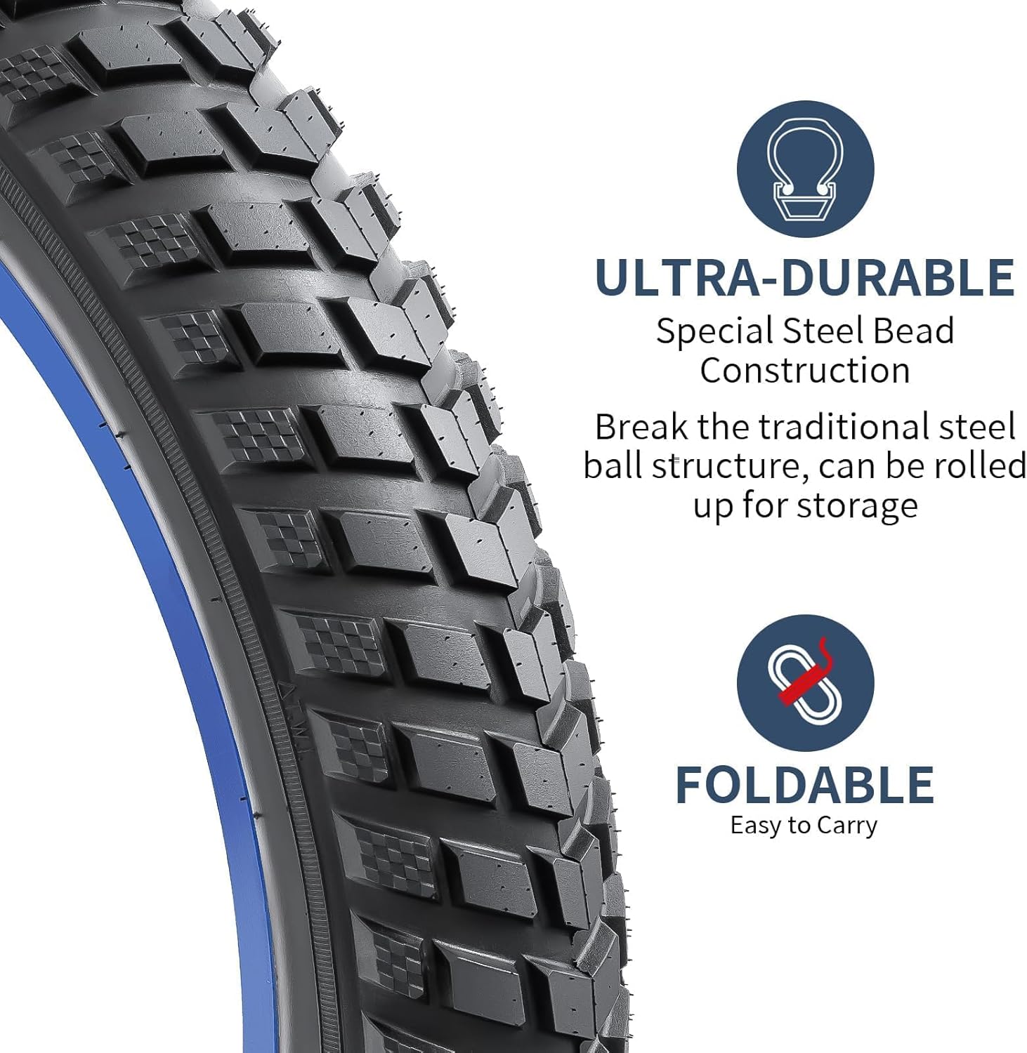 YUNSCM 2-PCS 20" Fat E-Bike Tires 20x3.0/76-406 Compatible with Electric Bike 20 x 3.0 20X3 All-Terrain Directional Tread Bicycle Tires (Y-1136)
