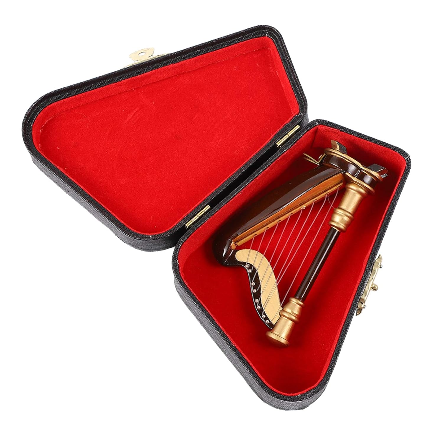 MILISTEN Miniature Harp Model Wooden Harp Instrument Dollhouse Musical