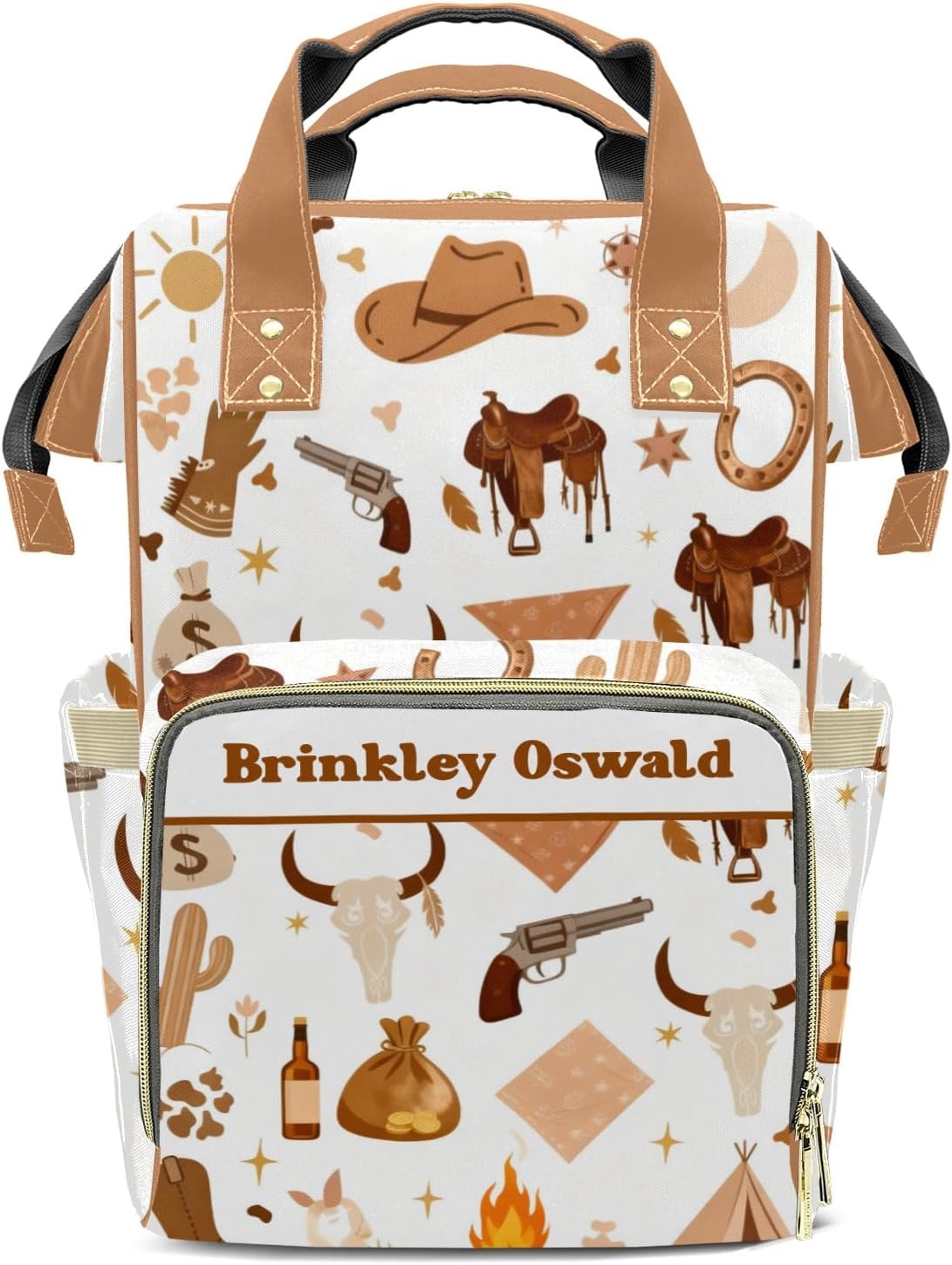 Custom Name Diaper Bag Backpack Gift Cowboy Western Life Wild Cowgirl Multifunction Travel Backpack Nappy Bag Daypack for Mom Dad Boy Girl