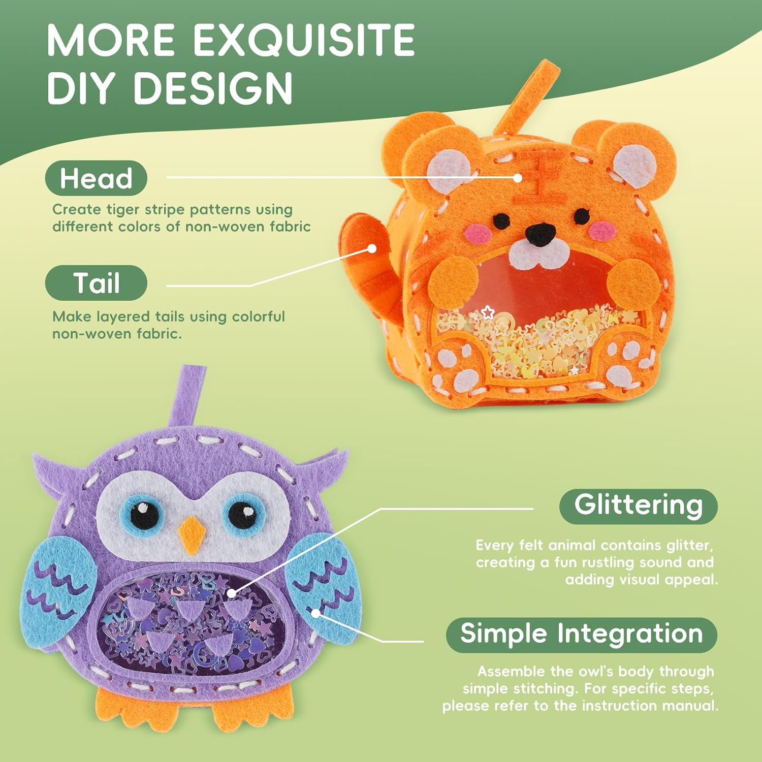 Gipony Sewing Kit for Kids, Toy，Fun and Educational Animal Craft Set for Boys and Girls Age 7-12, Sew Your Own Felt Animals Craft Kit for Beginners