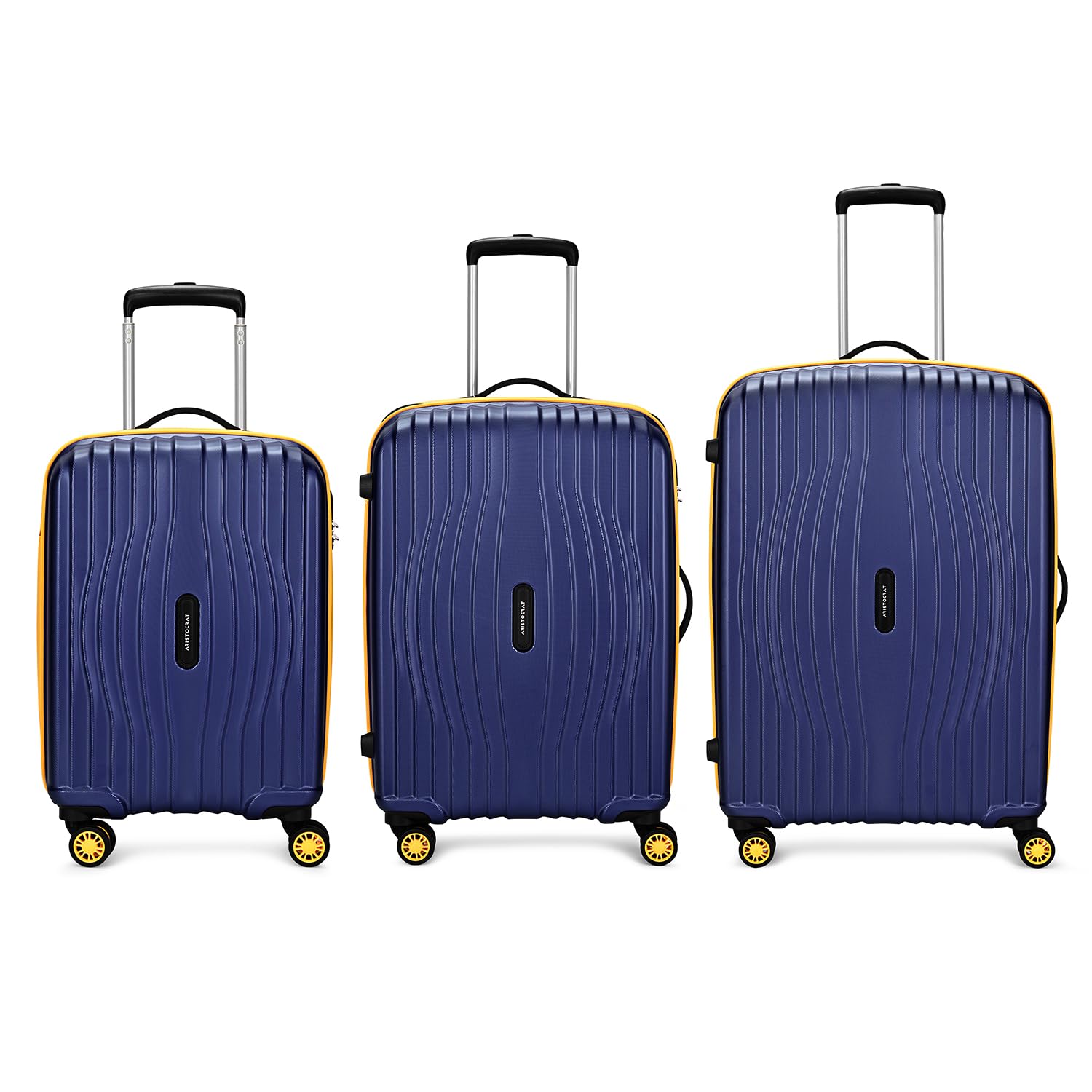Vortex Plus | Set of 3 Trolley Bag, 55+65+75 Cm, Small+Medium+Large Hardside Luggage | 8 Wheels, Combination Lock | Polycarbonate | 3 Year International Warranty | Midnight Blue