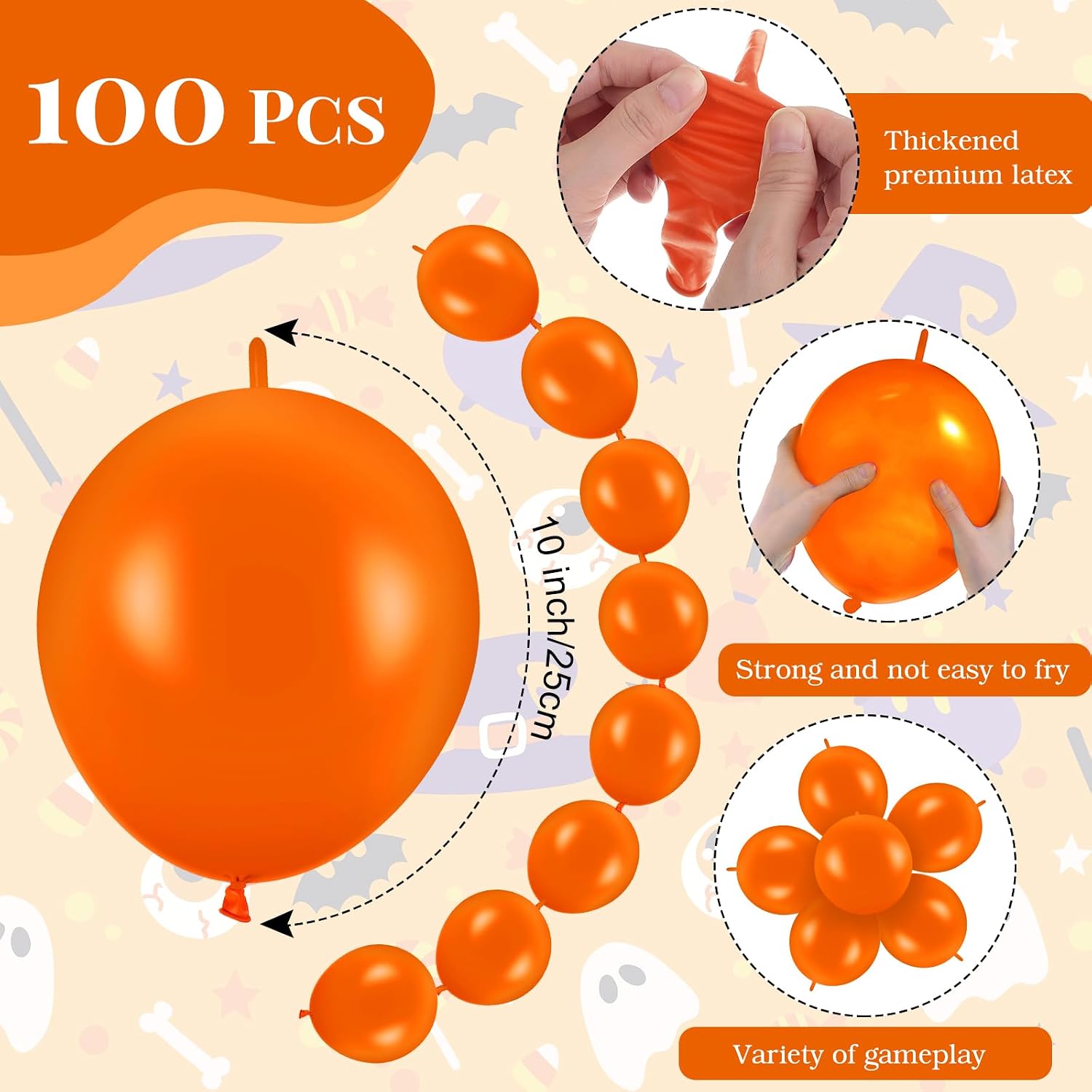 Meanplan 100 Pcs Link Balloon Quick Linking Latex Connected Balloons Linkable for Easter Wedding Independence Day Birthday Party Decoration