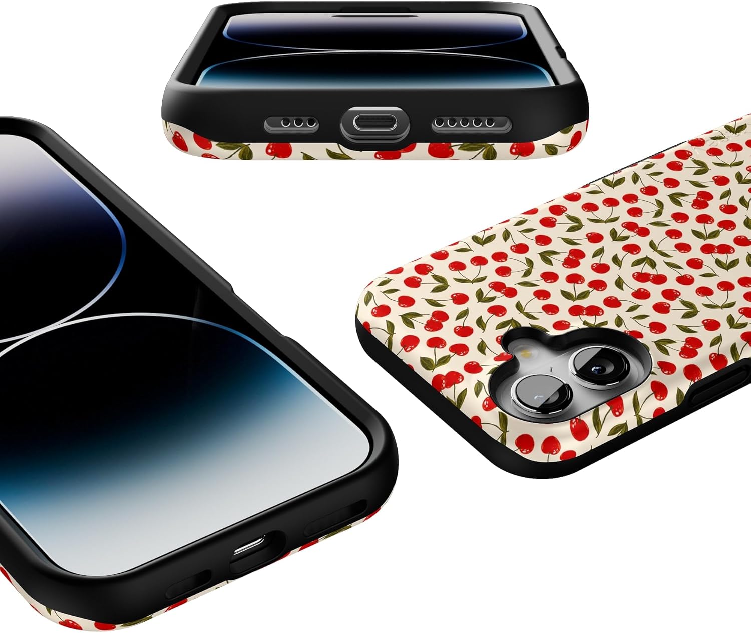Casely iPhone 16 Case | Cherry on Top | Red Cherries | Bold Protective Design | Compatible with MagSafe