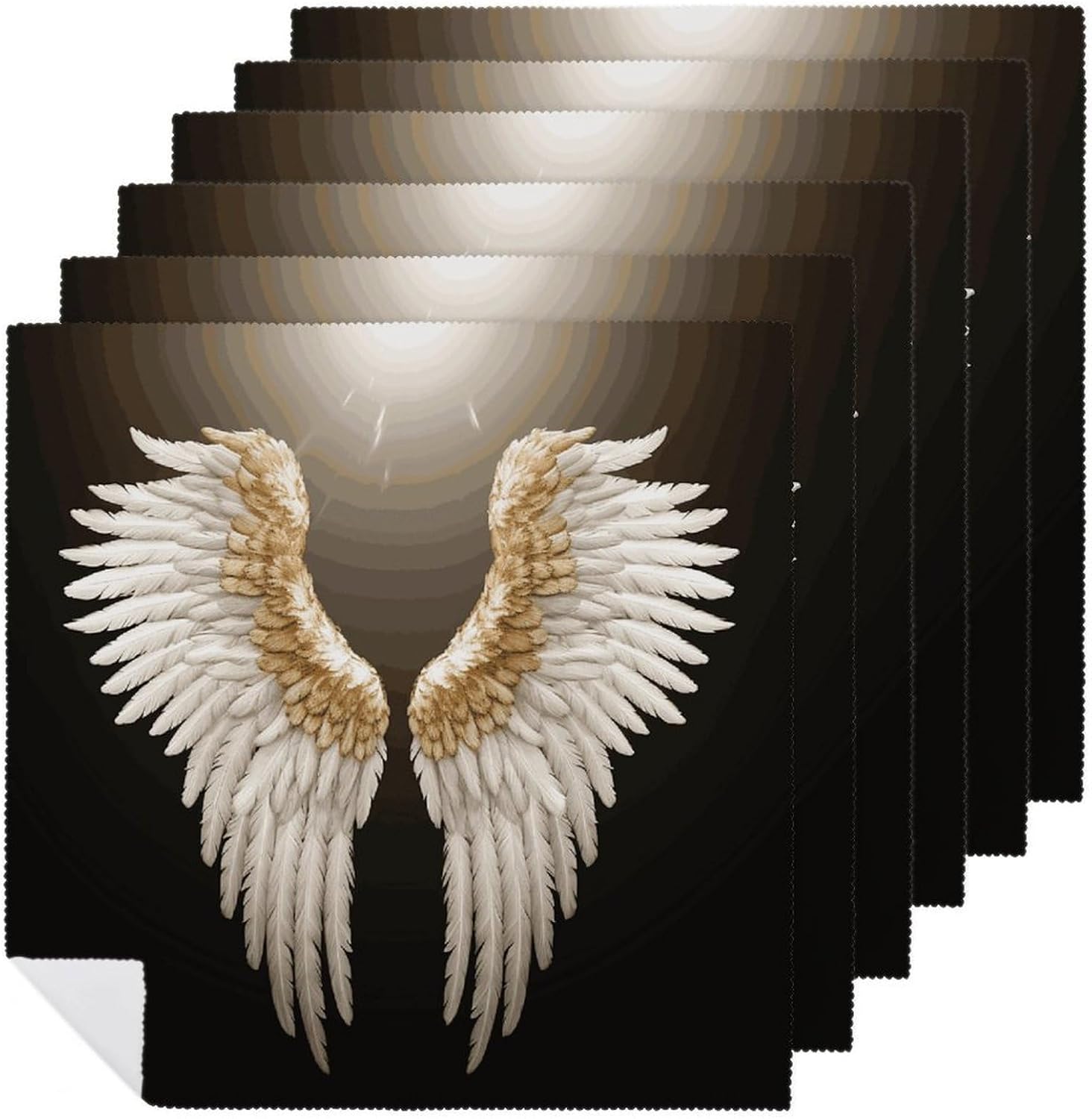 6 PCS Cloth Napkins Angel Wing Reusable Satin 18.7x18.7 Inch Washable Soft Table Napkins for Dining Wedding, Holiday Decor & Eco-Friendly Kitchen Gifts