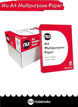 nu: A4 Multi-Purpose Printer Paper | White | 500 Sheets | Smooth Surface | Suitable for Inkjet, Laser & Copier Use | Ideal for Home & Office