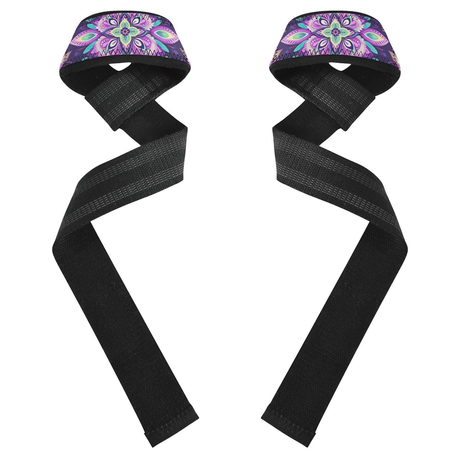 Nander Beautiful Mandala Wrist Straps for Weightlifting,Lifting Straps with Neoprene Cushioned Wrist Padded and Anti-Skid Silicone for Strength Training,Bodybuilding,Deadlifting