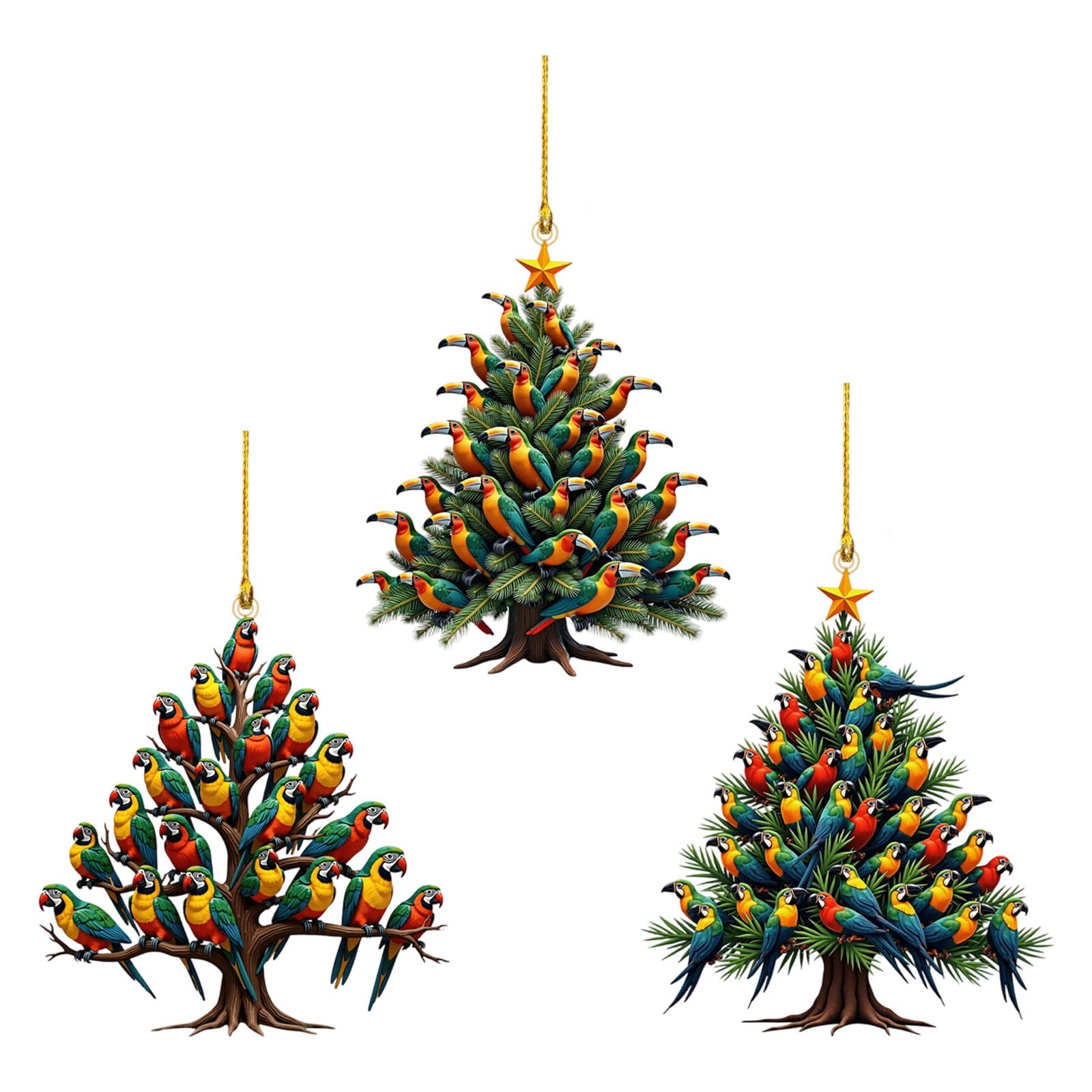 Dynamic Bird Molded Polyacrylate Suspended Pendants Celebratory Inside Holiday Garnishes for Tree Curtain Doorway Display Thin Polyacrylate Deck