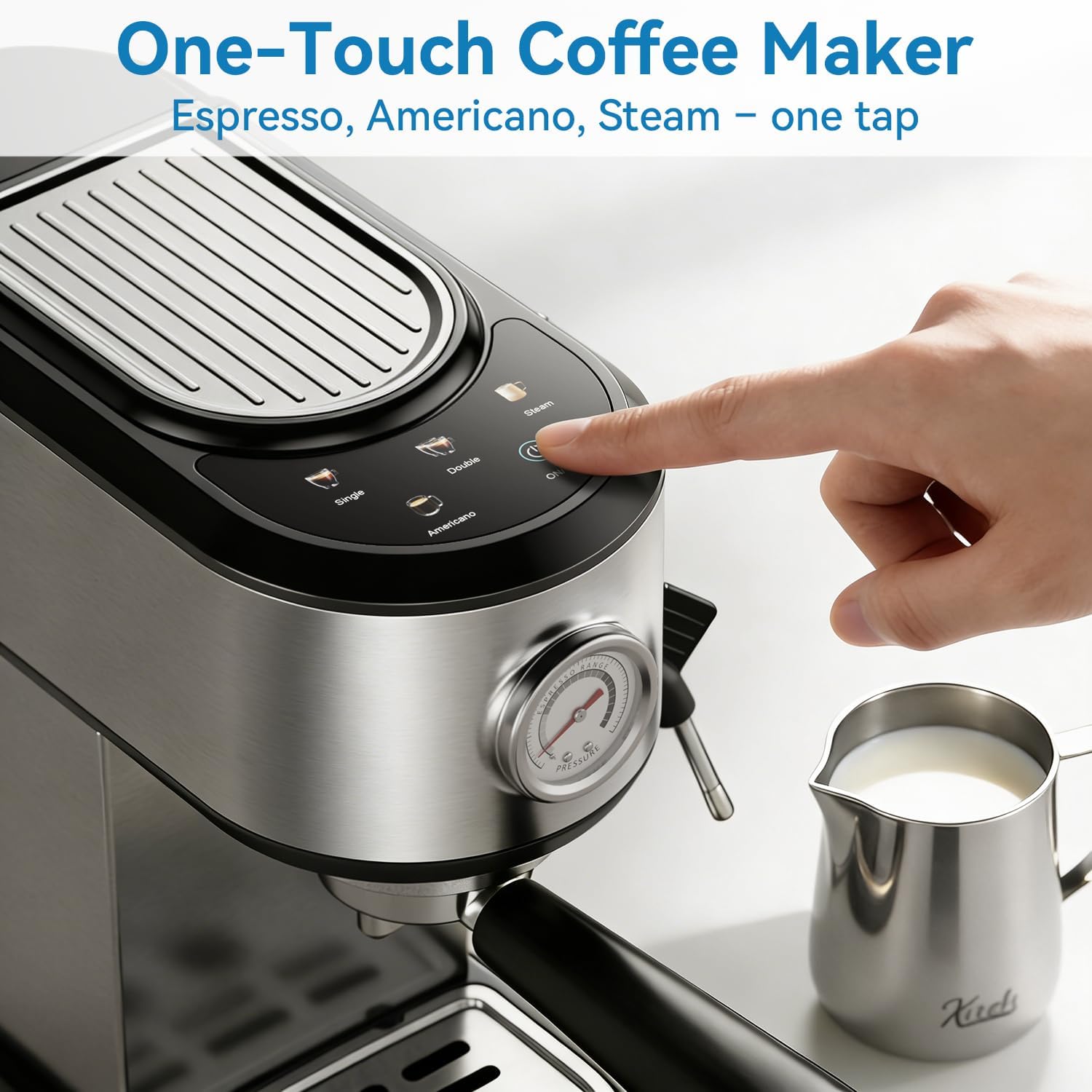 XIXUBX 20 Bar Espresso Machine, Milk Frother, Touchscreen & Pressure Gauge