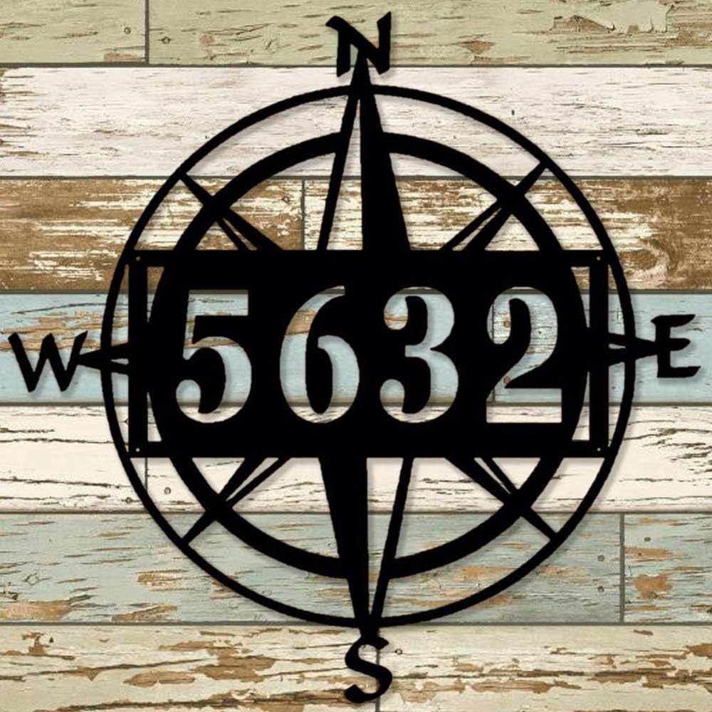 Personalized Compass Address Sign by Sea Biscuit Metal Designs