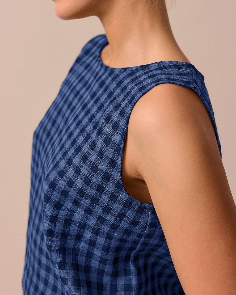 Women's Summer 2 Piece Outfits Plaid Crop Tank Top High Waisted Baggy Ankle Barrel Pants Gingham Lounge Set - Image 5