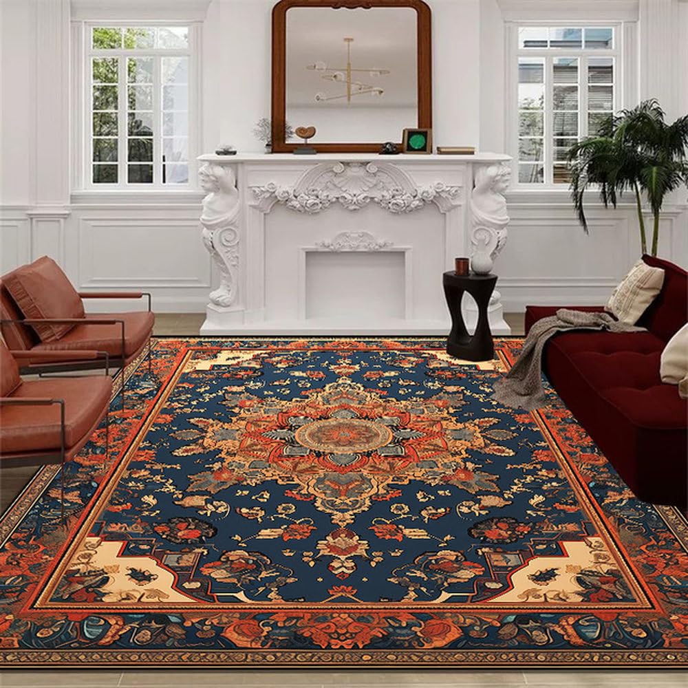 Tapis lavable DT 5276 anti-tache grand format 200x300 cm pour famille
