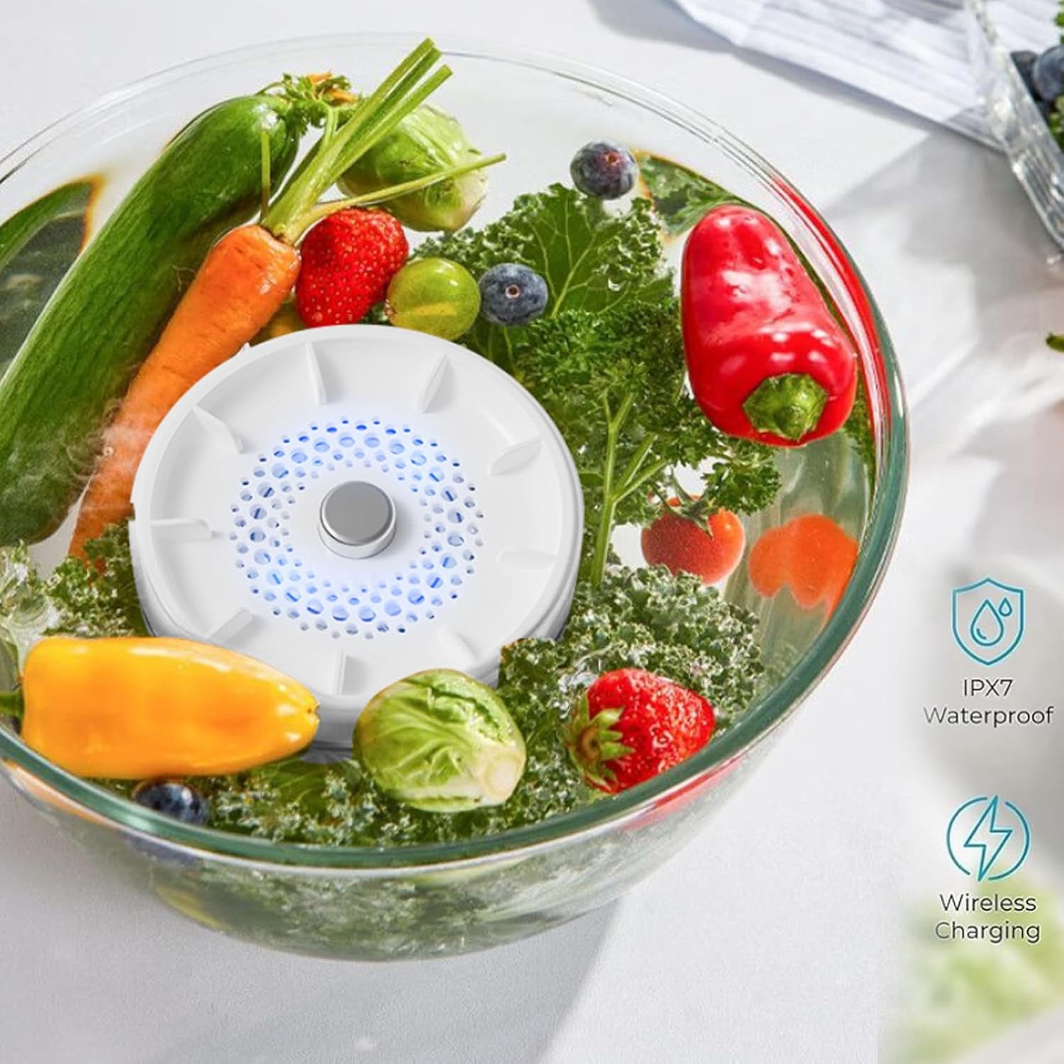 Fruit and Vegetable Washing Machine, Effortless Vortex Waterproof Fruit and Vegetable Washer Purifier, Fruits Cleaner Device for Home Kitchen (2Pcs)