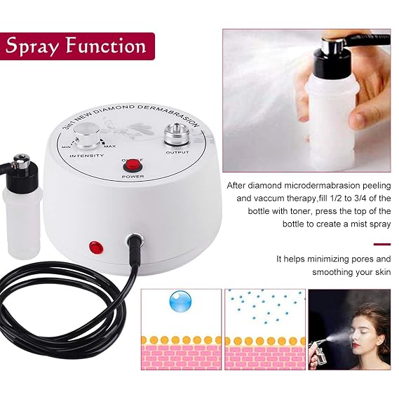 Diamond Microdermabrasion Machine, Yofuly 3 in 1 Professional Microdermabrasion Machine with Vacuum Glass Tube and Spray Bottle for Home Use Skin Care