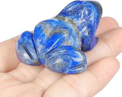 Miniatura 3 de SMQ Rana de cristal de 2 pulgadas, figura de lapislázuli natural, estatua tallada a mano, animal de piedra curativa con caja de regalo