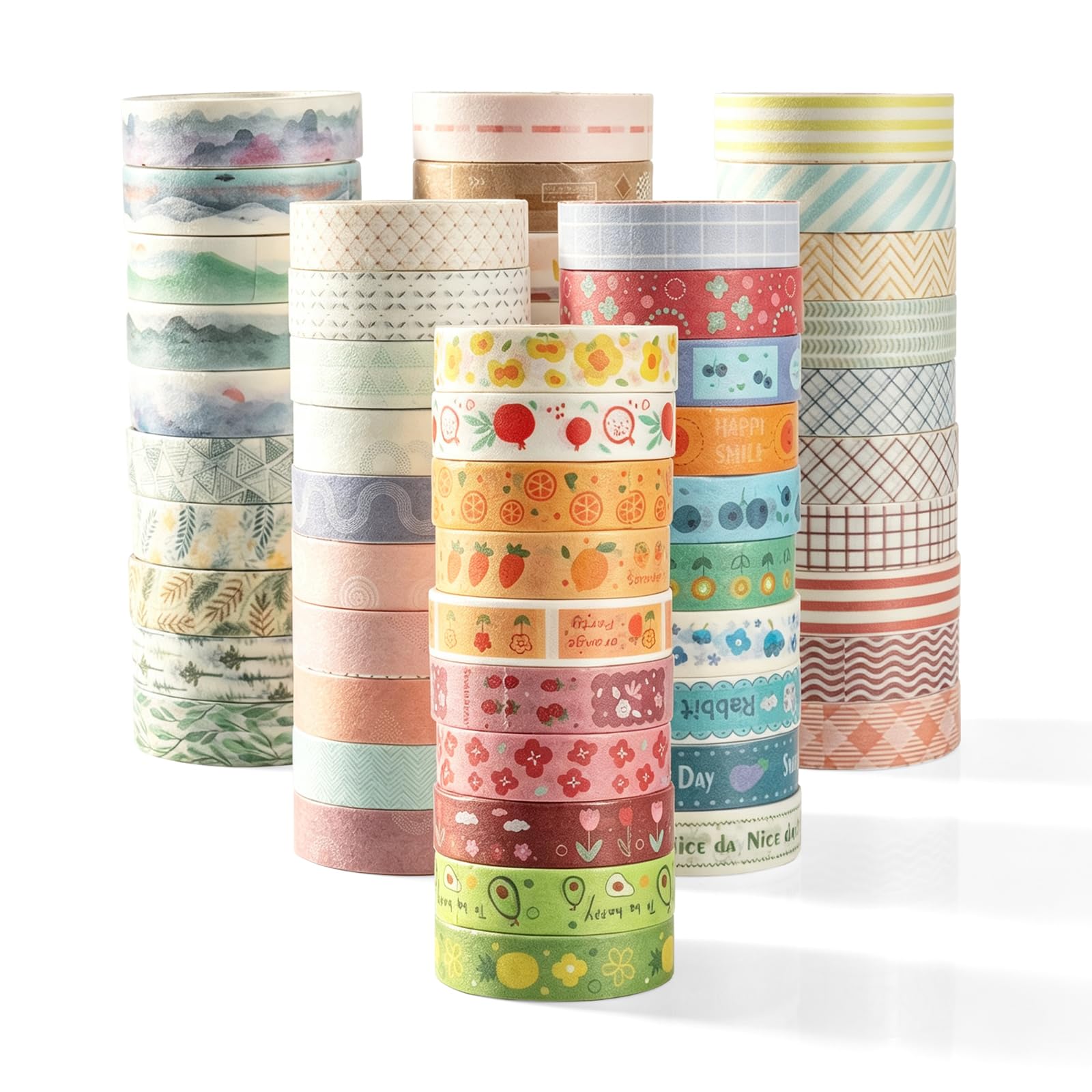 IONEKIUK 60 Rolls Washi Tape Set 10mm Decorative Craft Tape