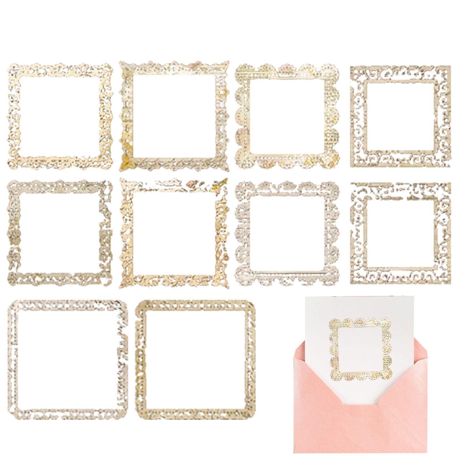 Bexdug Transparent Lace Sticker Pack, Scrapbooking Supplies Vintage Cutout Lace Scrapbook Paper, Album Frame Sticker for Handmade Journal Planner Craft Decoration