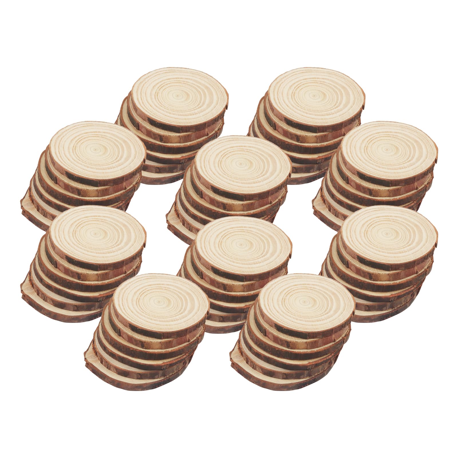 30 Pcs Natural Wood Slices 7-8cm Drilled Hole Unfinished Log Wooden