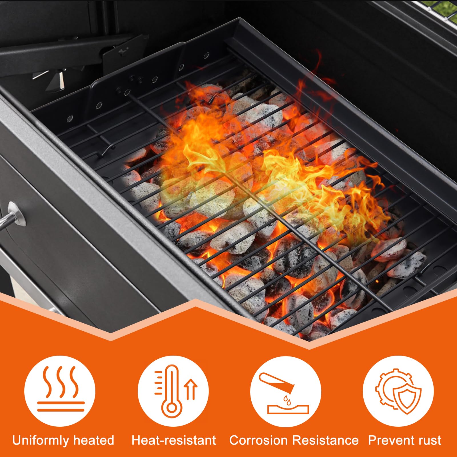 Bandeja de carbón de 15 a 28 pulgadas para PS9900 47183T-21, cesta de carbón hueco para 6500 6800 8500 47183T HC4518L PS9500 SH5000 SH7000 SH19030119 SH19030219 SH9916 Piezas de parrilla 6