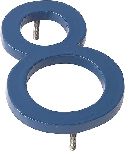 Montague Metal Products MHN-08-F-SB1-8 Números de casa de dirección flotantes modernos de aluminio cepillado sólido, 8 pulgadas, azul marino