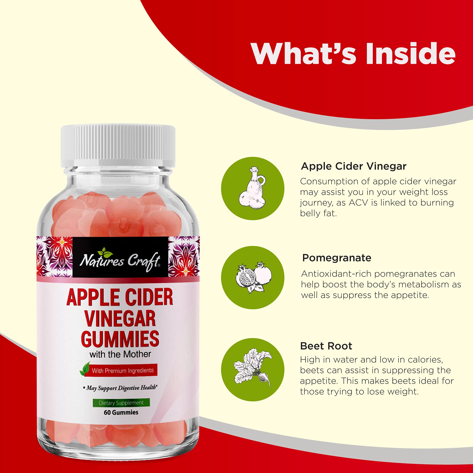 ACV Apple Cider Vinegar Gummies Natural Energy Supplement ACV Gummy