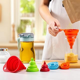 Portable Silicone Funnel for Kitchen and Wine - Collapsible and Foldable for Easy Storage and Transportation - Kitchen Accessories - Gift for Home Cooks & Wine Enthusiasts