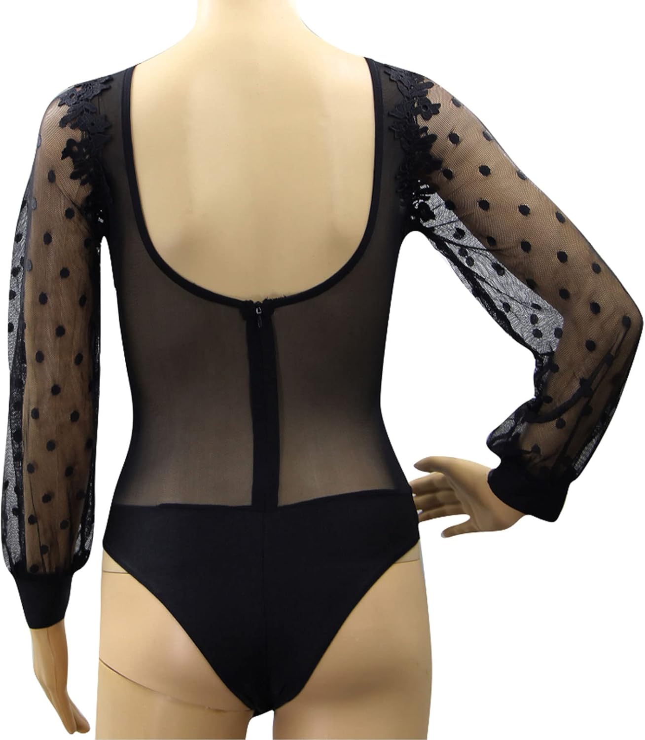 RARITYUS Women Sexy Lace Bodysuit Jumpsuit See Through Mesh Sleeveless/Long Sleeve Tops for Party Outfit - Image 6