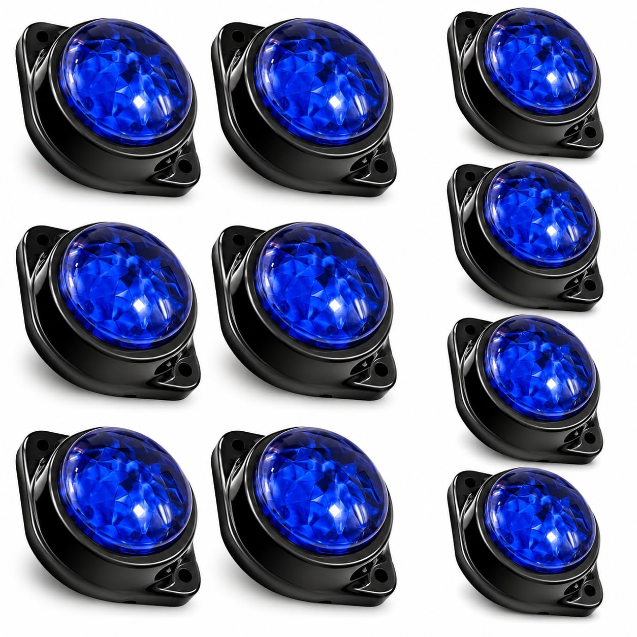 Lot de 10 feux de position latéraux arrière à LED bleues pour camions, remorques, marqueurs de cabine, marqueurs de camping-car, lumière LED marine pour bateaux, feu arrière, feu stop, 12 V