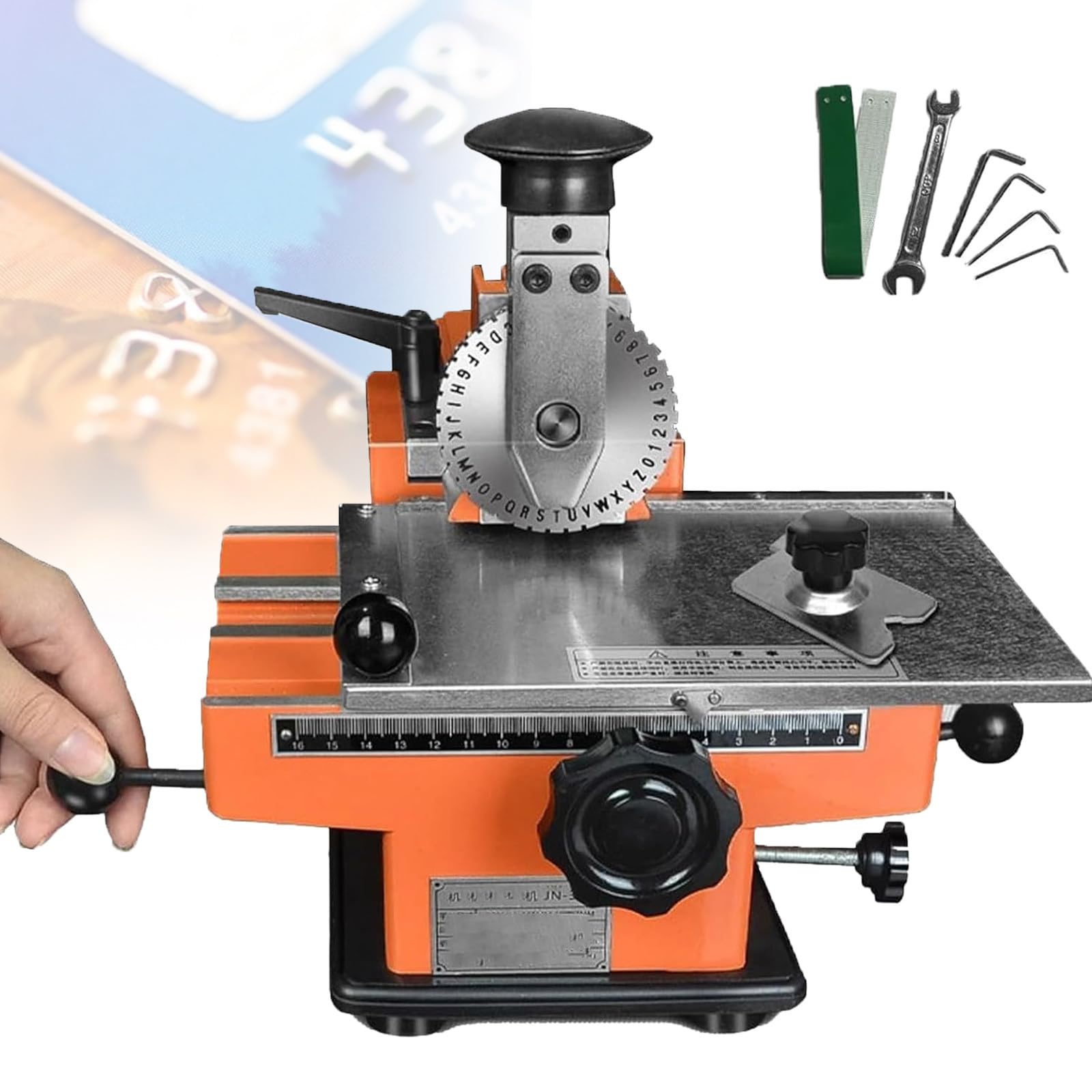Atwynd Manual Embossing Machine Embosser, Metal Nameplate Marking Machine, Semi-Automatic Stamping Metal Label Dog Tag Printer Machine for Copper, Aluminum, Stainless Steel, PVC Card B-3mm