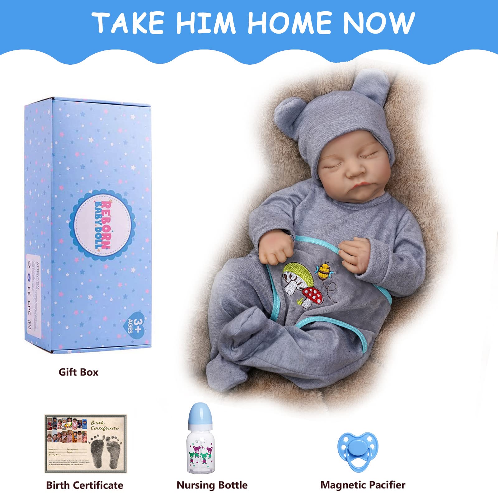 Buy JIZHI Reborn Dolls Boy 17 Inches Handmade Washable Reborn Babies Soft Vinyl Body with