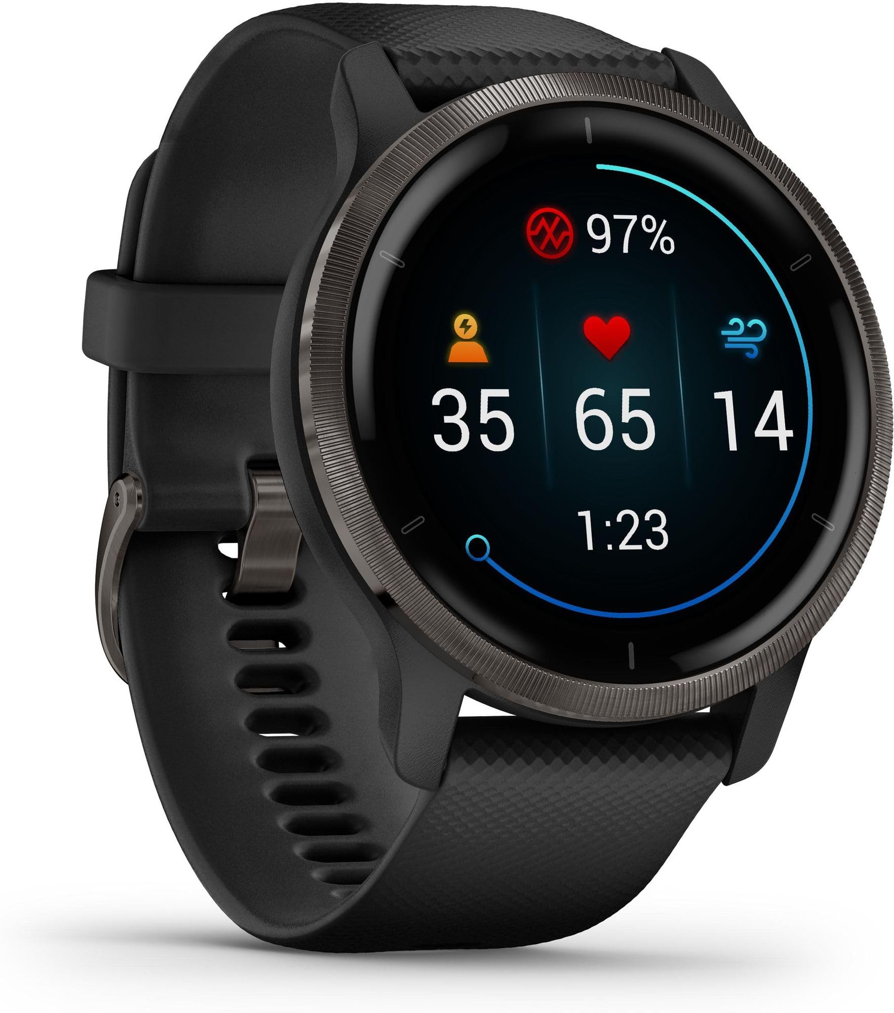 Garmin Venu 2 – GPS-Fitness-Smartwatch mit ultrascharfem 1,3“ AMOLED-Touchdisplay, umfassenden Fitness, über 25 vorinstallierte Sportarten, Music Pay