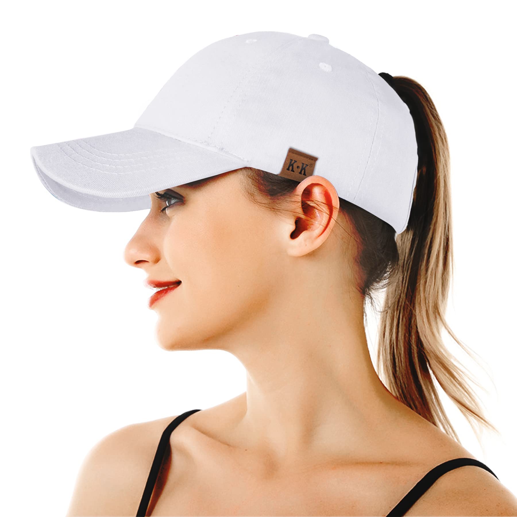 Ponytail Baseball Caps for Women - High Pony Caps, Cotton Plain Color Adjustable Classic Sports Casual Ponytail Baseball High Bun Ponycaps for Womens