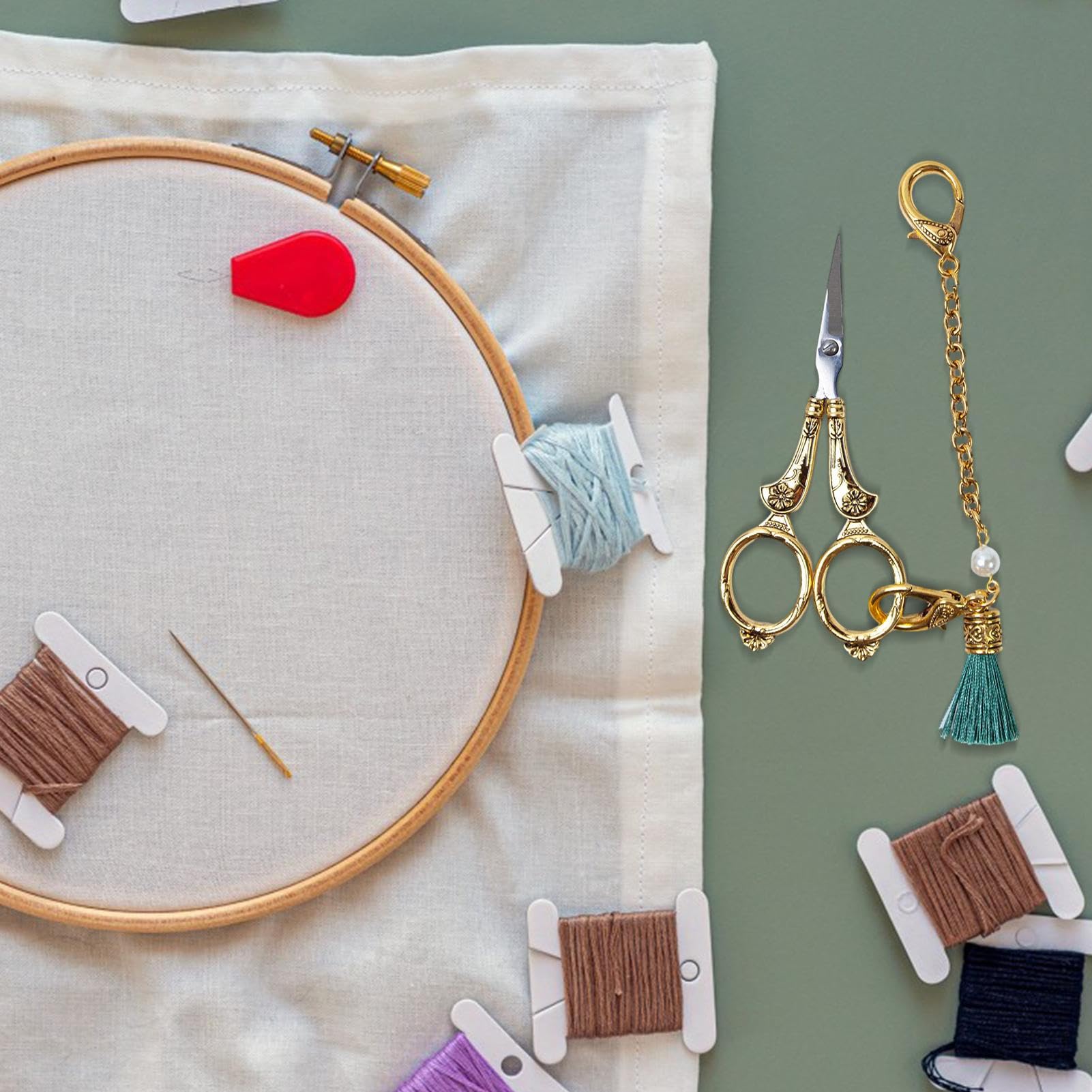 Amazon.co.jp: ZORZA ヴィンテージ裁縫はさみ |チェーン付きレトロ刺繍