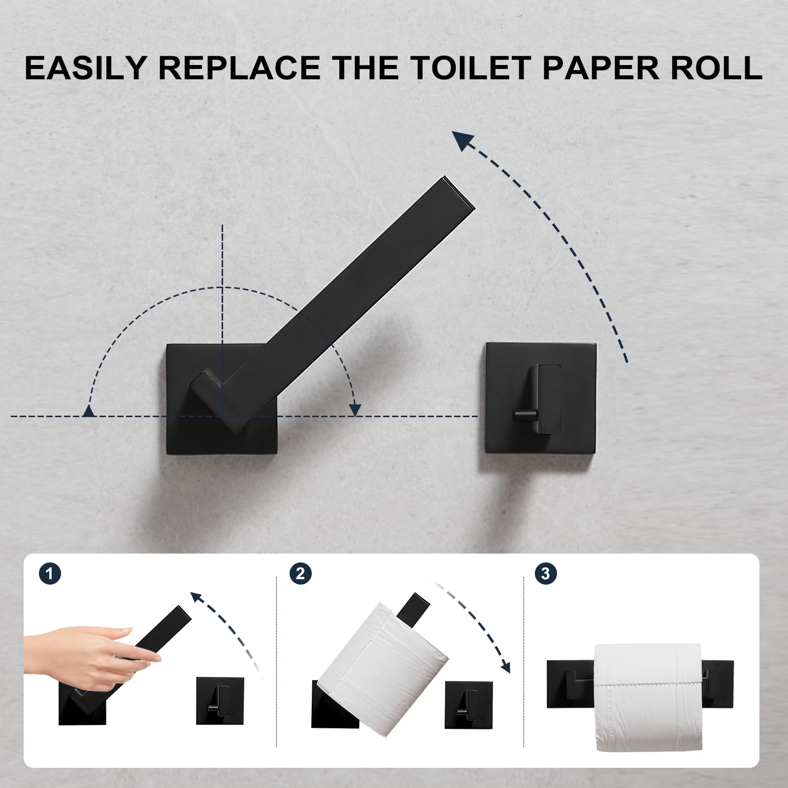 Toilet Paper Holder Wall Mount Matte Black Stainless Steel — Amazon image 3