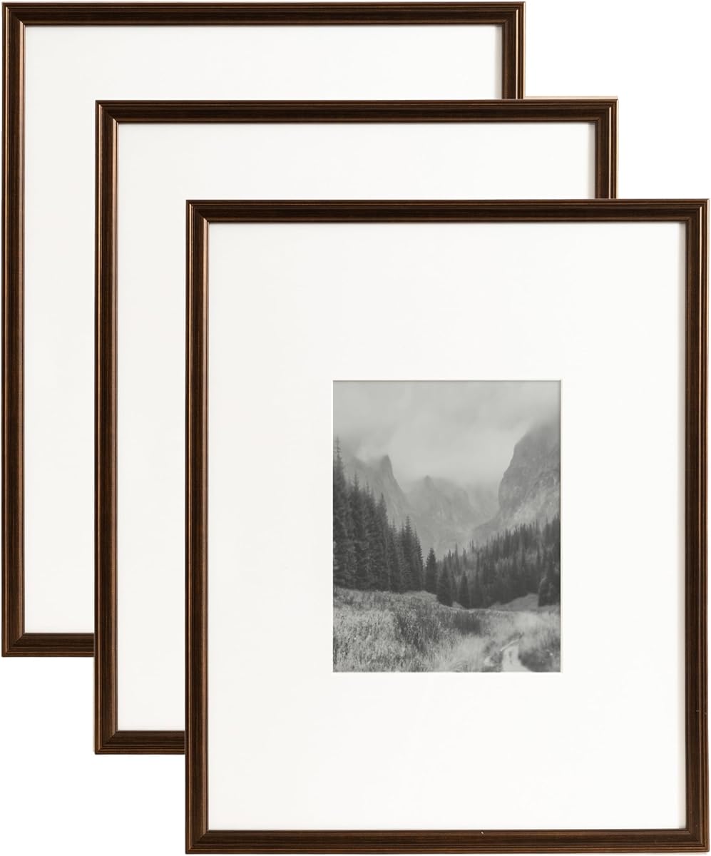 Juego de 3 marcos rectangulares Adlynn; 16 x 20 enmarañado a 8 x 10; Bronce; Conjunto de marco vintage de tres piezas para marco de pared de galería en decoración de pared de salón