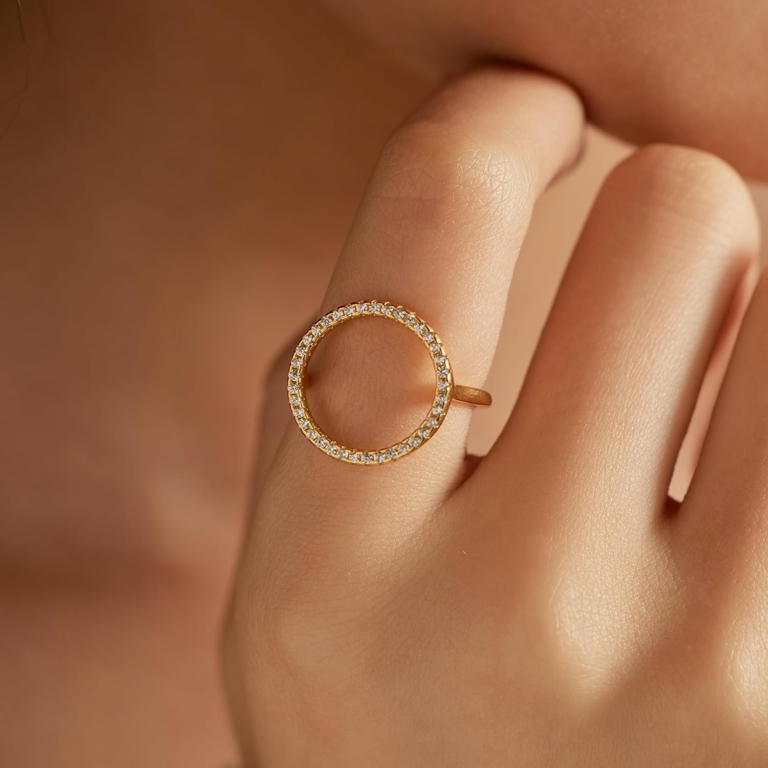 Circle Ring for Women 925 Sterling Silver Karma Ring Dainty Cubic Zirconia Mother Daughter Rings Friendship Rings Minimalism Statement Ring Birthday Christmas Gifts for Her - Image 3