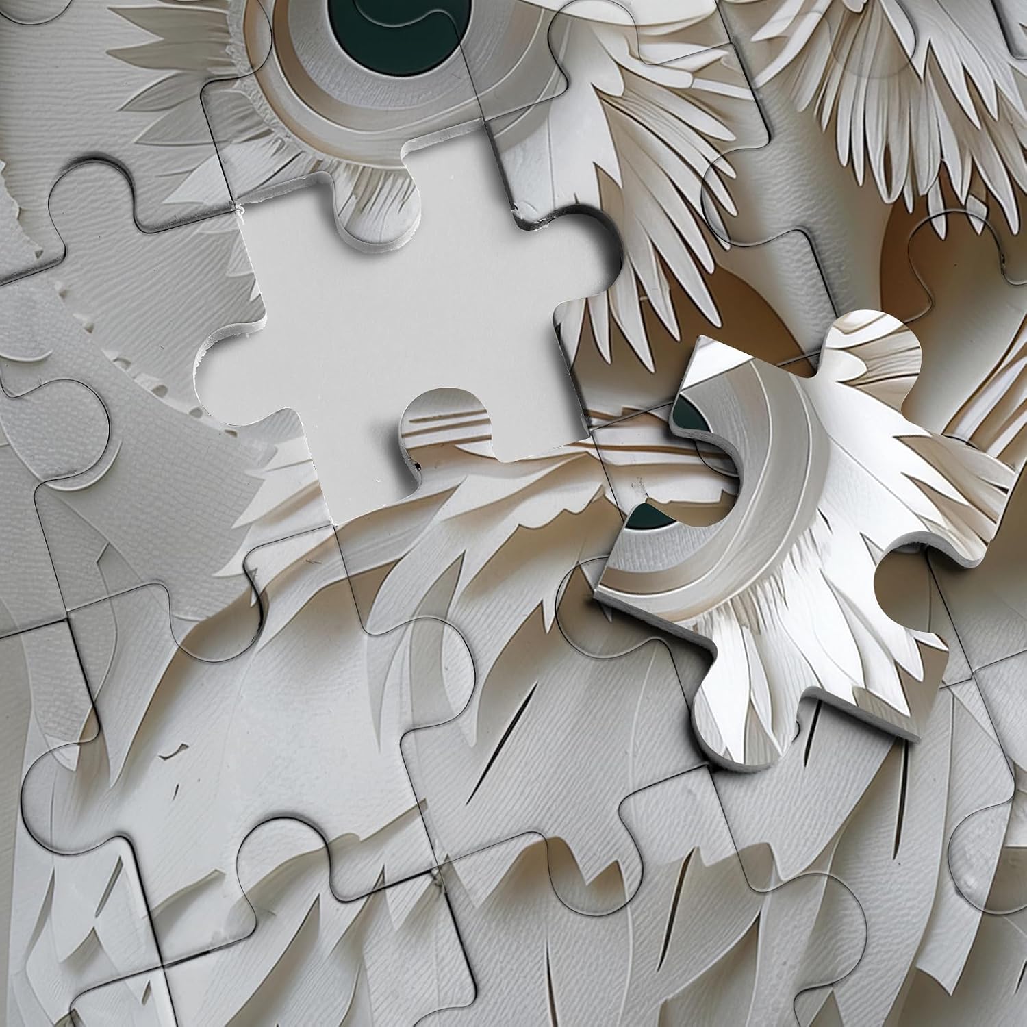 3 D Owl Paper-Cut Art Puzzles 1000 Piece for Adults, White Bird Animal Forest Jigsaw Puzzle for Adults, Impossible Difficult Hard Puzzle as Family Game image 3