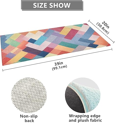 Miniatura 3 de Tapetes de baño absorbentes con patrón geométrico abstracto, cómodas alfombras de baño antideslizantes, duraderas y suaves, 39 x 20 pulgadas