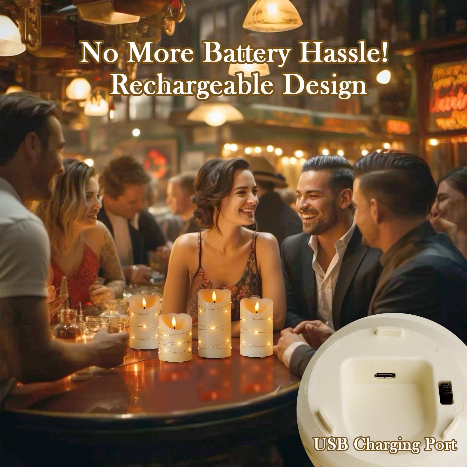Lot de 3 bougies LED rechargeables sans flamme, bougies vacillantes avec télécommande et minuterie intégrée, 10,2 cm, 12,7 cm, 15,2 cm pour mariage, Noël, Halloween, anniversaire, décoration