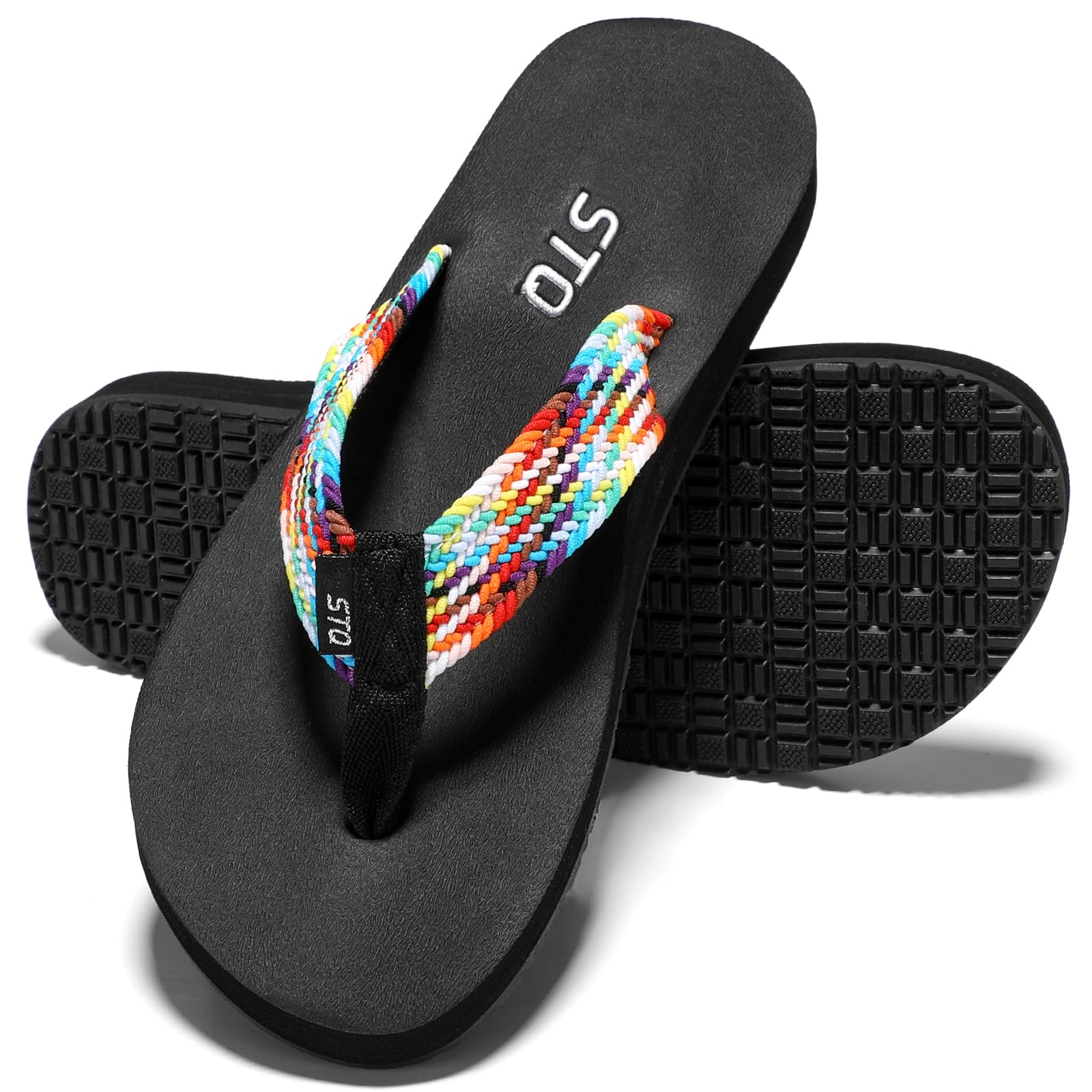 Womens Quick Dry Flip Flops with Yoga Mat Sole丨Arch Support Thong Sandals