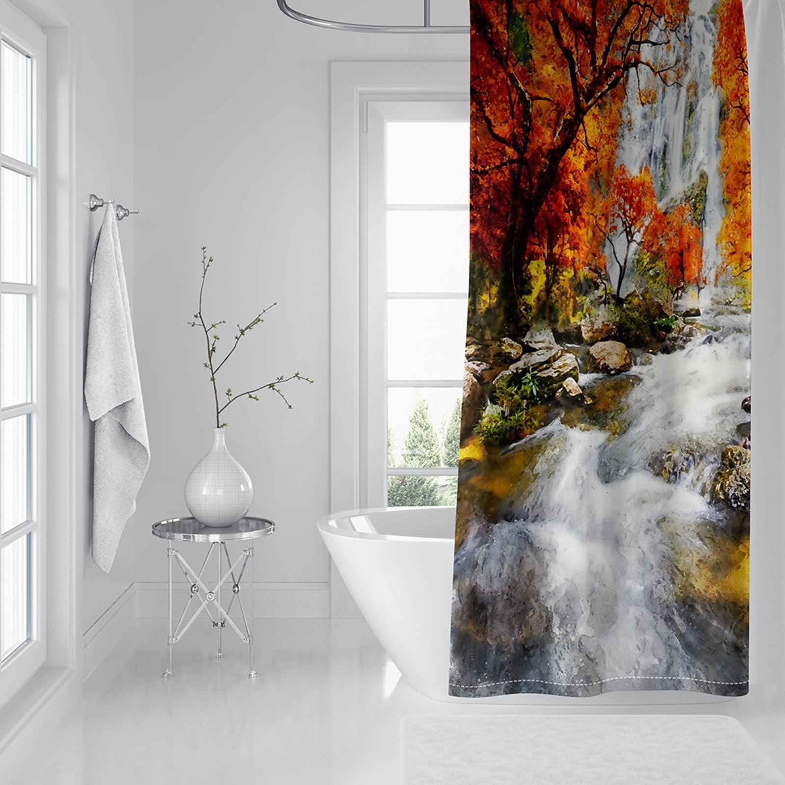 AMDXD Tenda da doccia arancione per vasca da bagno, in poliestere, 300 x 200 cm