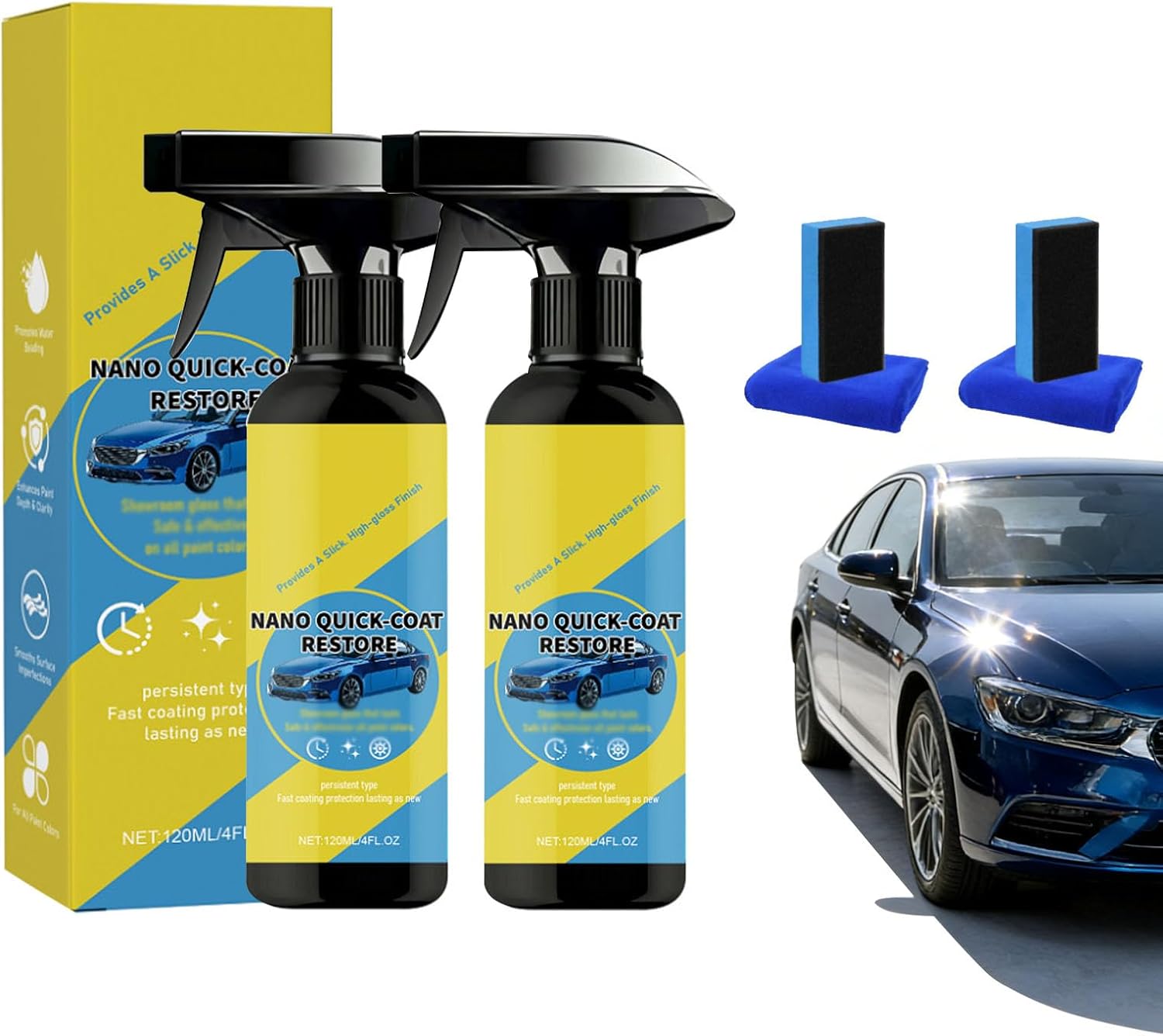 Nano Quick Coat Restore Coating Spray, 2026 Upgrade Automobile Quick-Acting Coating Agent For Car, Car Coating Spray For Shine & Protection (2PCS)