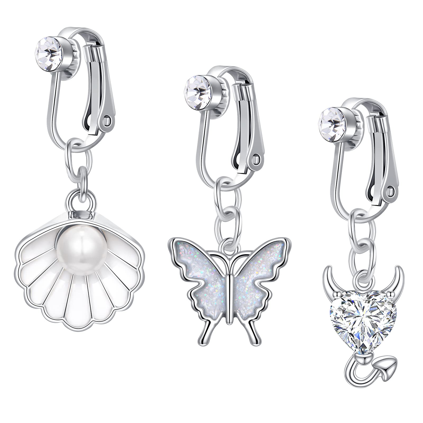 LAURITAMI3pcs Piercing Ombligo Falso Vientre Aros Acero Quirurgico Ombligo Anillos Vientre Sin Piercing Joyas