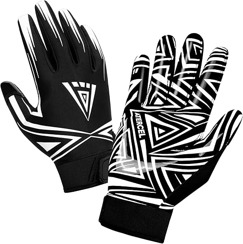 ATERCEL Guantes de fútbol americano para hombre - Rendimiento mejorado y guantes receptores de alto agarre para rugby, adultos y jóvenes