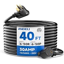 ANDELI 30Amp 40ft Welder Extension Cord 10 AWG [ETL Listed], 250V NEMA 6-50 Heat-Resistant Welding Cord 3 Prong for MIG/TIG/MMA Welder, Plasma Cutter10-40ft