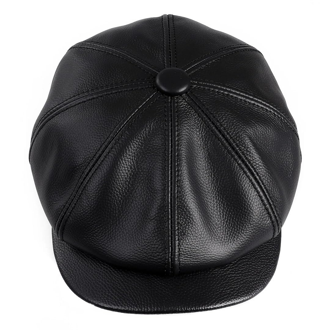 Newsboy - Gorra plana para hombre, 100% piel de vacuno auténtica de primera calidad, gorra de golf